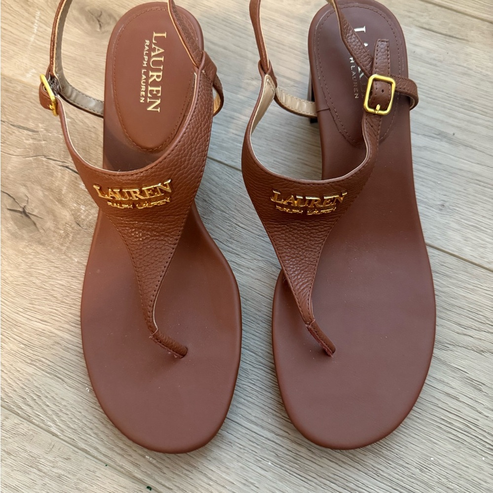 Lauren Ralph Lauren Tan Leather Sandals NWT 8.5